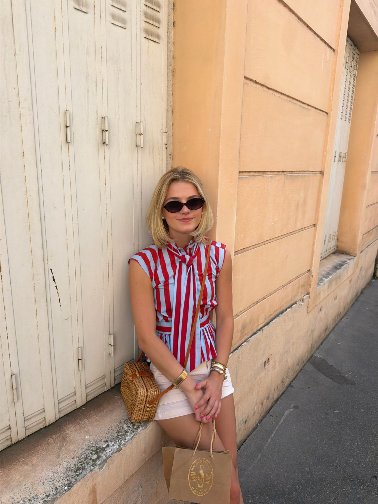 Wearing a rented LOANE piece